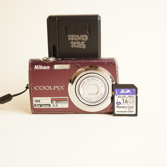 Nikon CoolPix S220 Digital Camera | 10MP | Tested & Working | Maroon