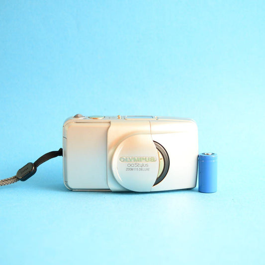 Olympus Infinity Stylus Zoom 115 Deluxe Film Camera | 35mm Point & Shoot | Tested & Working | Gold