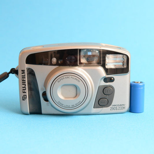 Fujifilm Discovery 290S Zoom Film Camera | 35mm Point & Shoot | Tested & Working | Silver