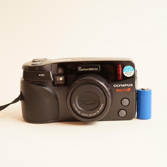 Olympus Infinity SuperZoom 3000 DLX Film Camera | 35mm Point & Shoot | Tested & Working | Black