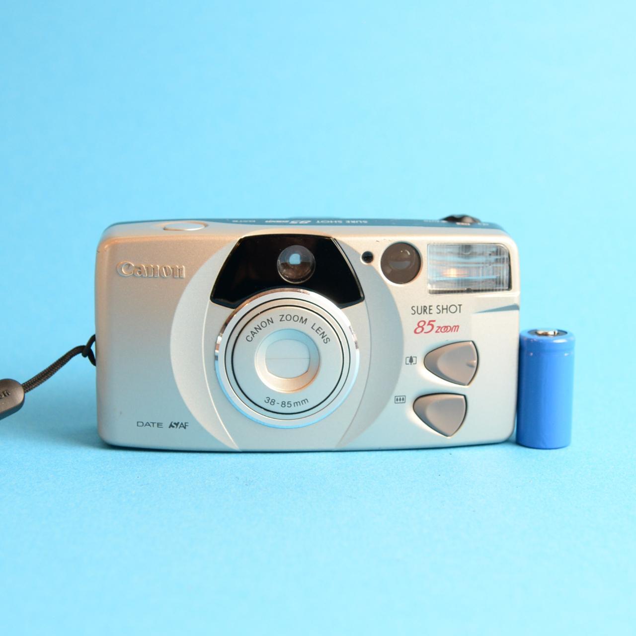 Canon Sure Shot 85 Zoom Date Film Camera | 35mm Point & Shoot | Tested & Working | Silver