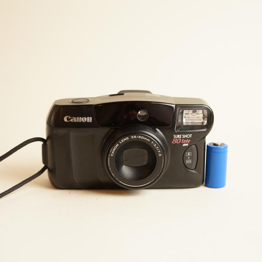 Canon SureShot 80 Tele Film Camera | 35mm Point & Shoot | Tested & Working | Black