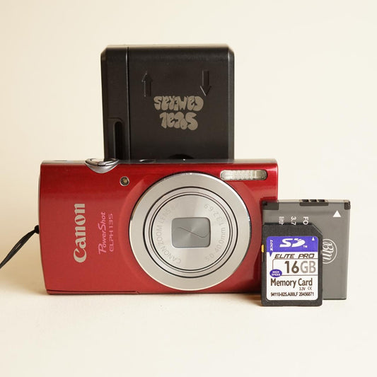 Canon PowerShot Elph 135 Digital Camera | 16MP | Test & Working | Red