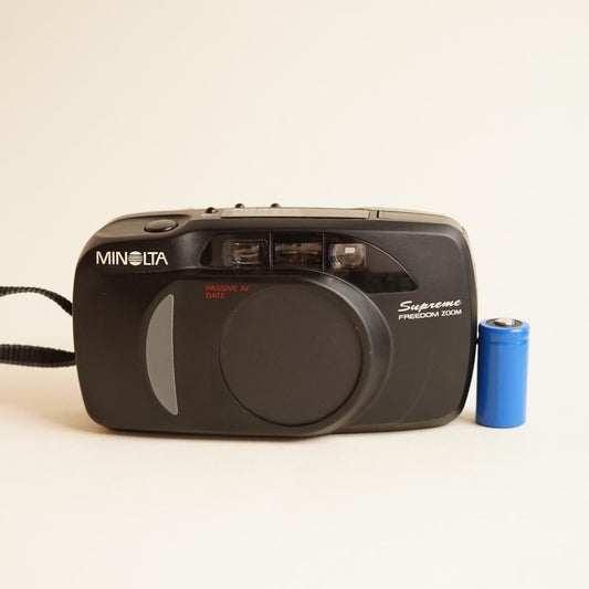 Minolta Supreme Freedom Zoom Film Camera | 35mm Point & Shoot | Tested & Working | Black