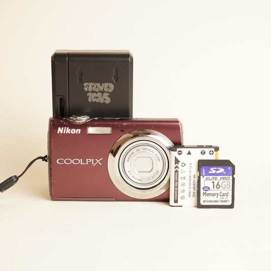 Nikon CoolPix S220 Digital Camera | 10MP | Tested & Working | Maroon