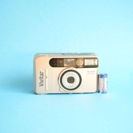 Vivitar PZ3090 Date-A-Print Film Camera | 35mm Point & Shoot | Tested & Working | Gold