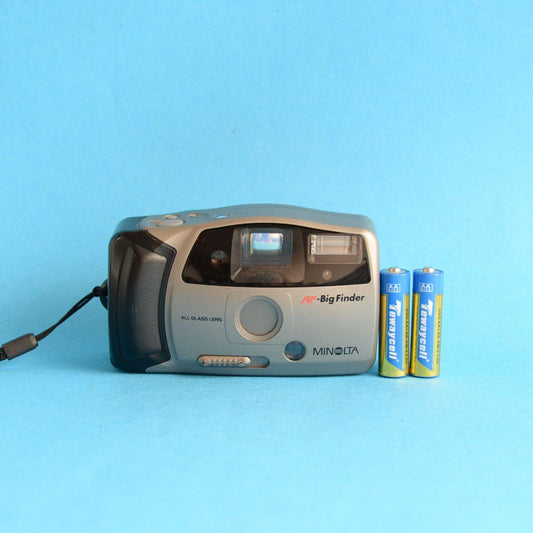 Minolta Big Finder Film Camera | 35mm Point & Shoot | Tested & Working | Grey
