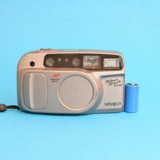 Minolta Silver Streak Zoom Film Camera | 35mm Point & Shoot | Tested & Working | Silver