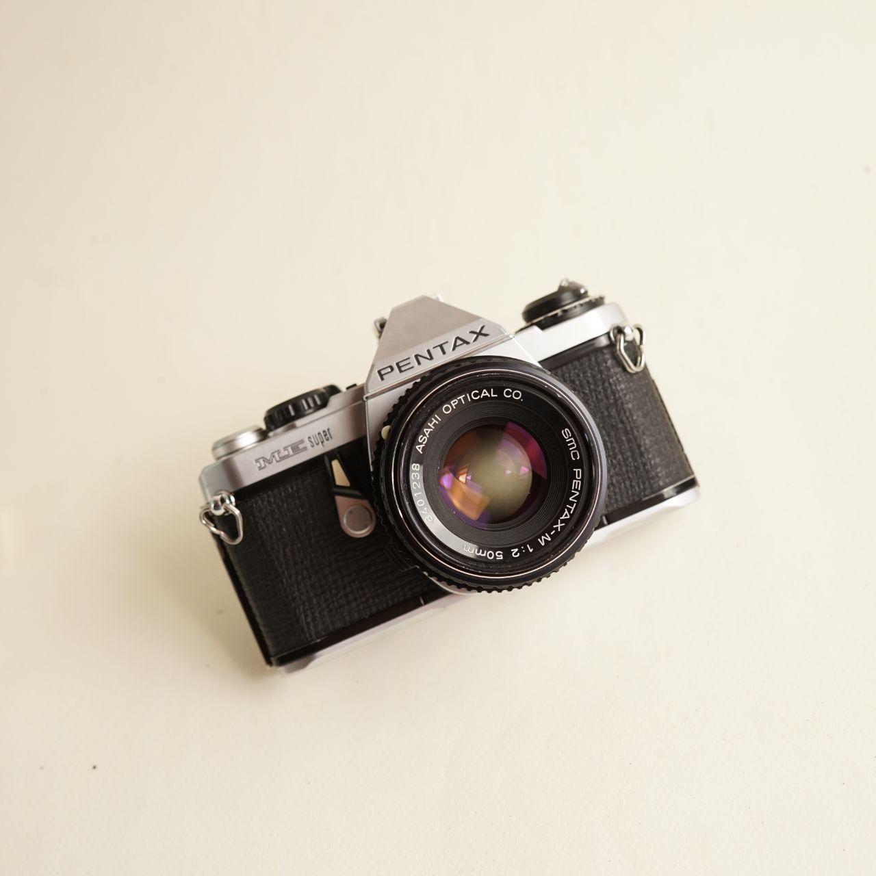Pentax ME Super 35mm SLR Film Camera with 50mm f/2 Lens | Tested & Working | Silver & Black
