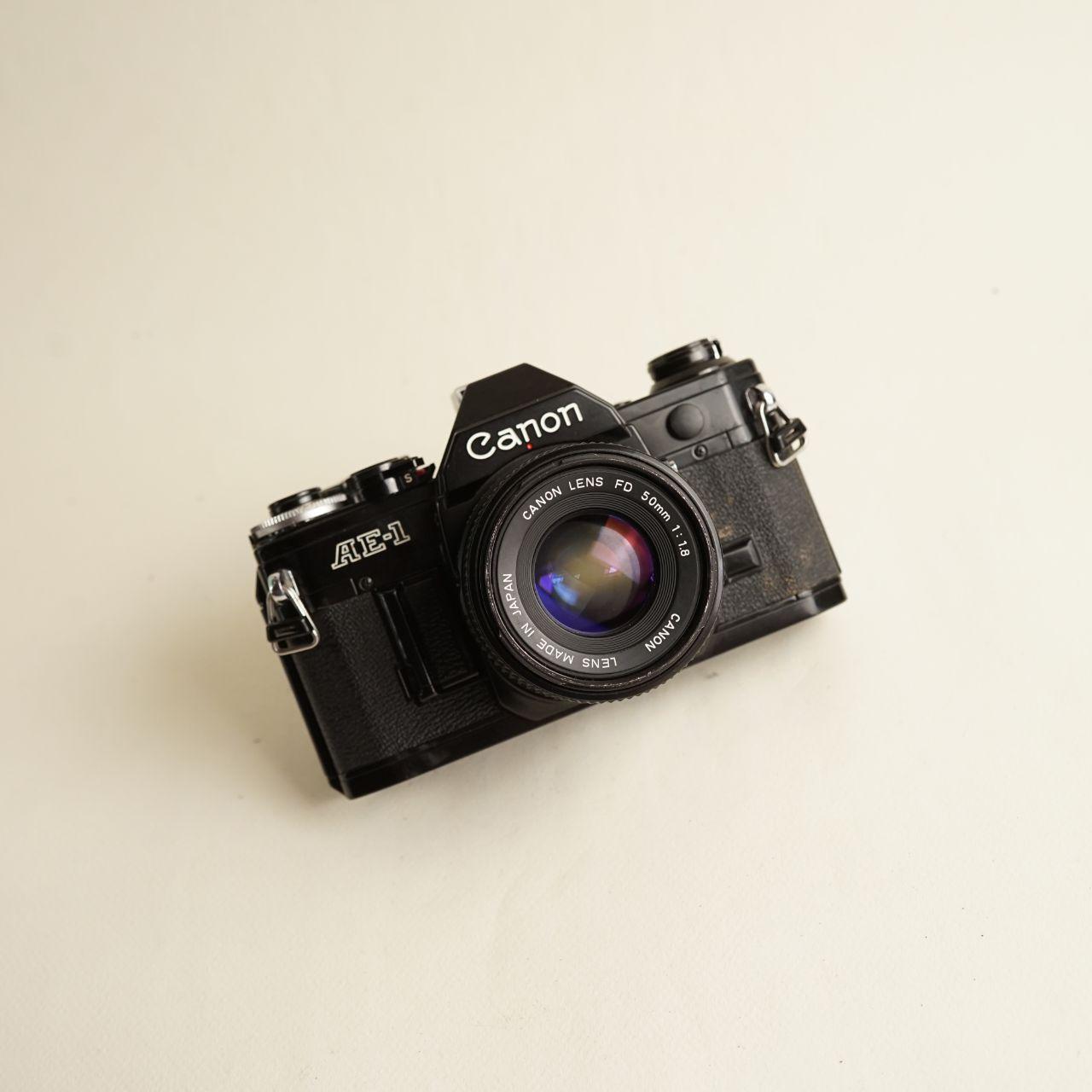 Canon AE-1 35mm SLR Film Camera with 50mm f/1.8 Lens | Tested & Working | Black