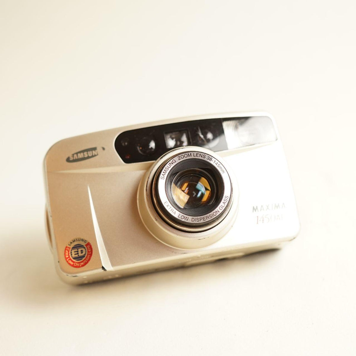 Samsung Maxima 1450AF Film Camera | 35mm Point & Shoot | Tested & Working | Cream