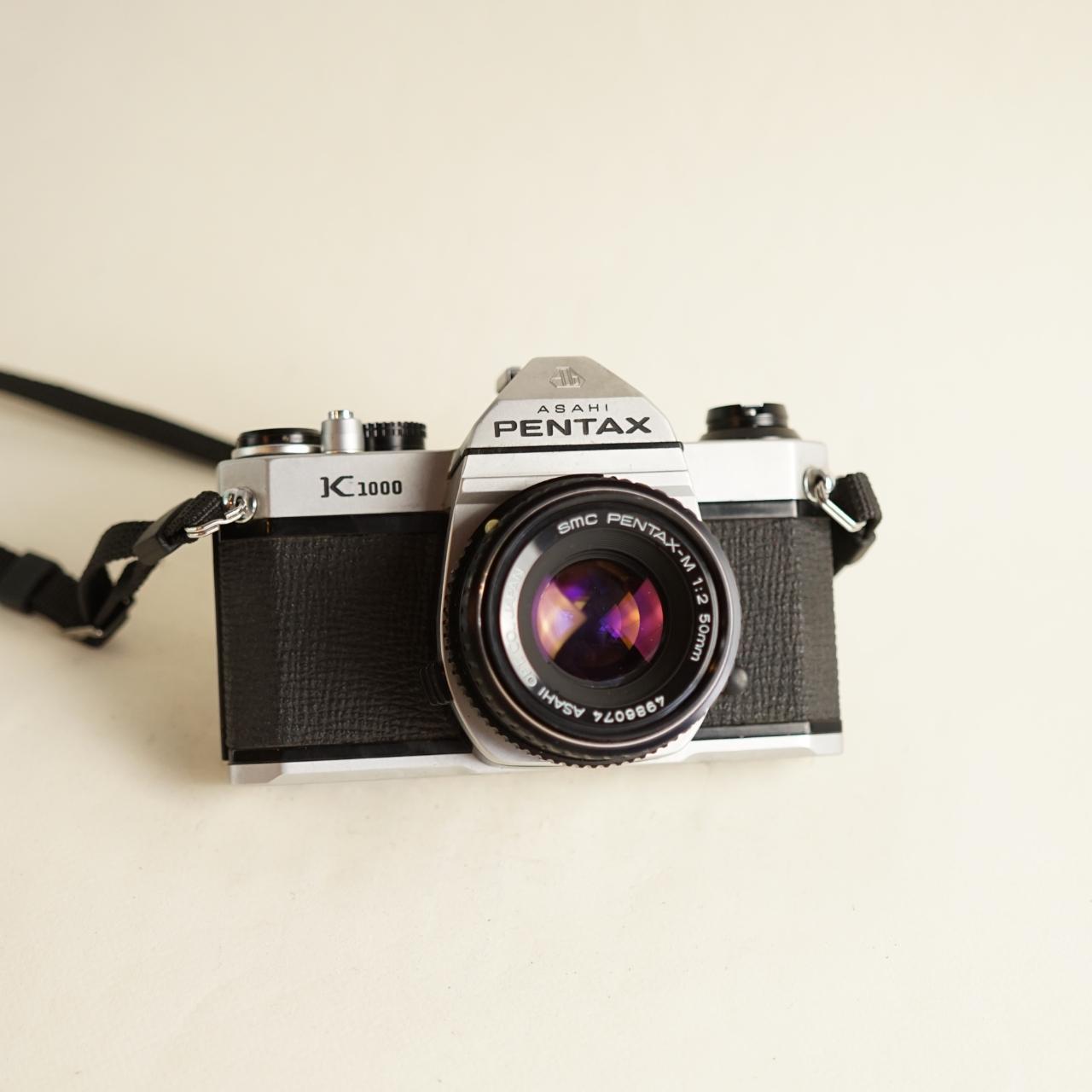 Asahi Pentax K1000 SLR Film Camera | SMC Pentax-M 50mm f/2 Lens | Tested & Working | Silver & Black
