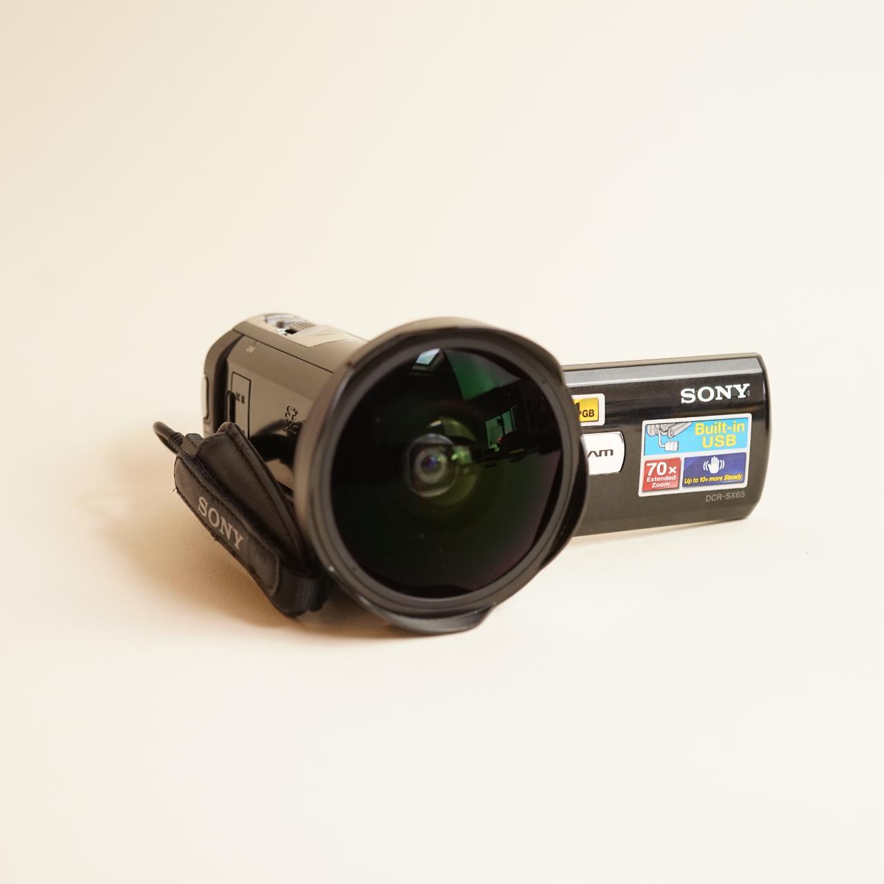 Sony Handycam DCR-SX65 Camcorder | W/SoCal Cameras Fisheye Lens | Tested & Working | Black