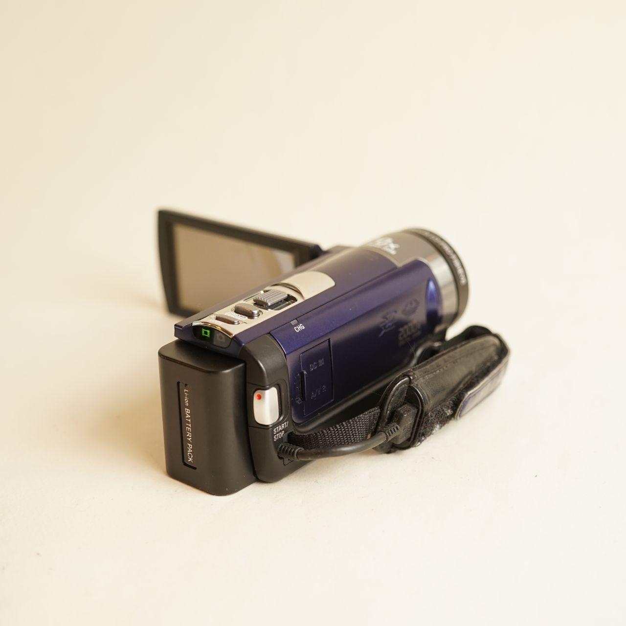 Sony Handycam DCR-SX45 w/ .2x fisheye | Camcorder | SD Video | Tested & Working | Blue
